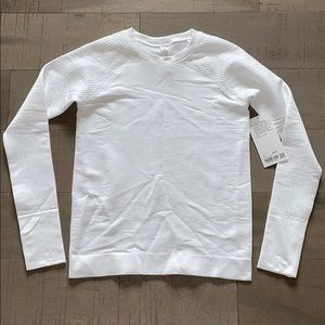 White Lululemon Rest Less Pullover Bubble Dot